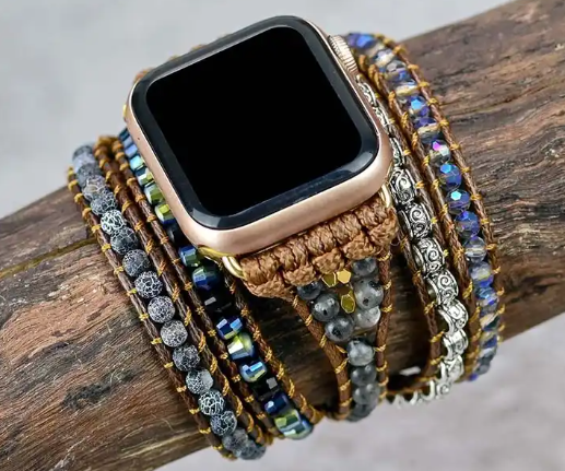 Bracelet pour Apple Watch Onyx Clair de Lune Pour Protection - Clef Dorée