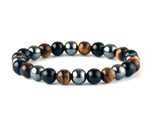 Energy Bracelet in Hematite, Agate and Tiger Eye For Strength, Confidence and Protection