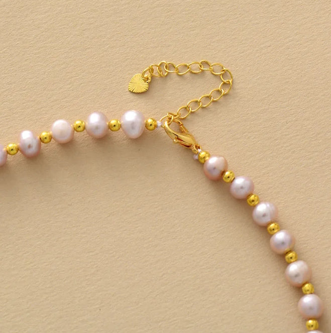 Freshwater Pearl Necklace with Balisier Flower Pendant: Subtle Charm 