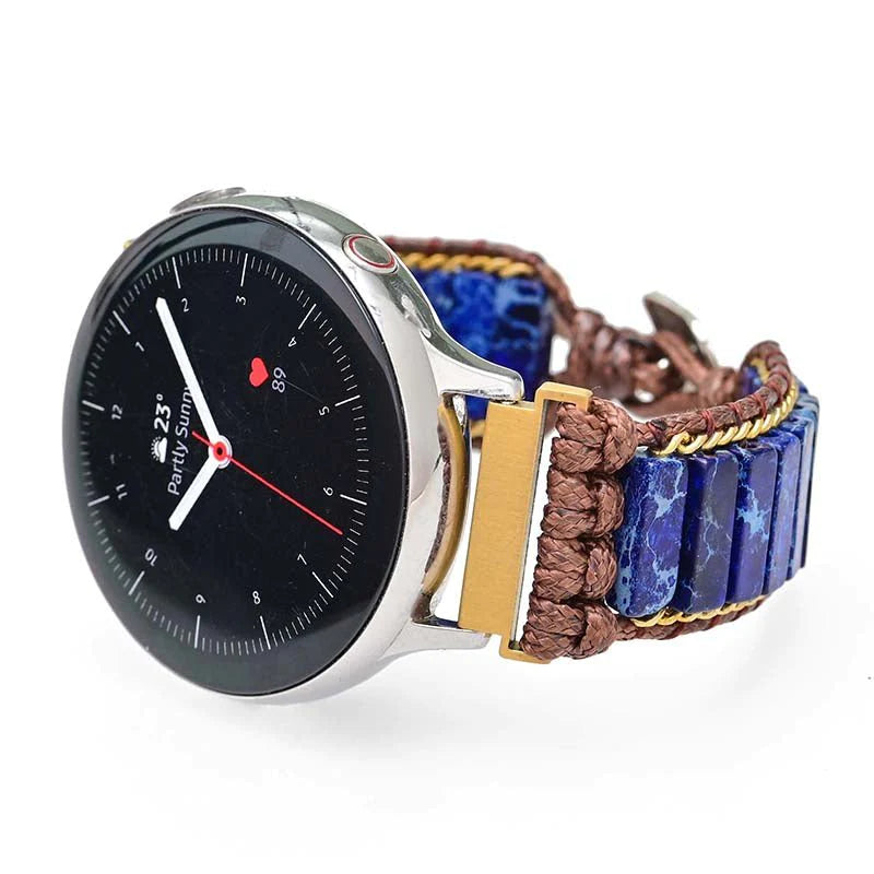 Bracelet Montre Azure Lapis Lazuli pour Samsung Galaxy ou Garmin