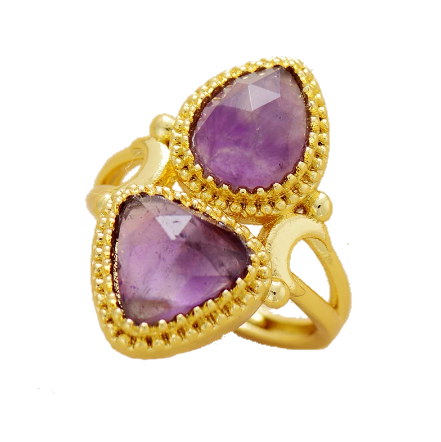 Apatite and Amethyst Ring For Expression With Clarity and Confidence