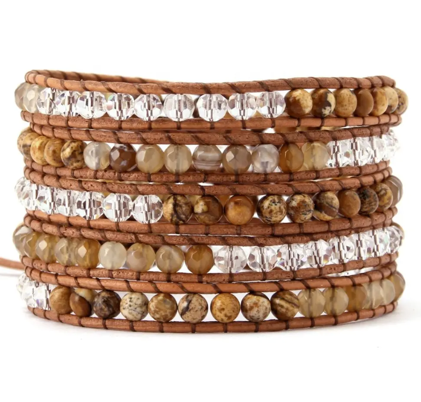 “Brown Agate Warmth” Stability Wrap Bracelet