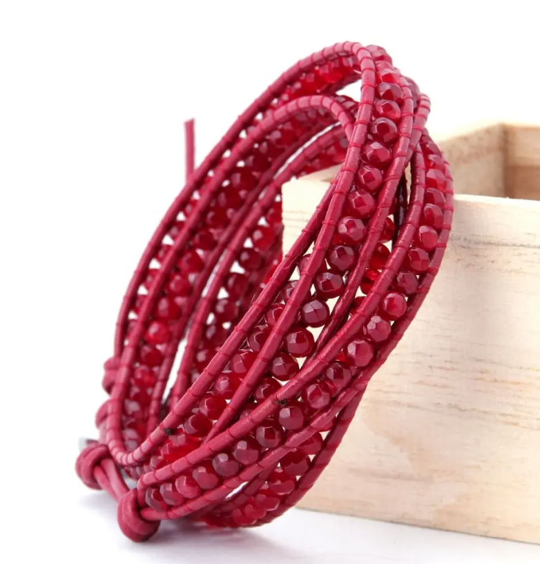 Passion Wrap Bracelet “Fire of Red Jade”