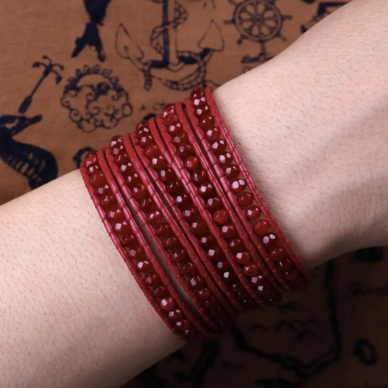 Passion Wrap Bracelet “Fire of Red Jade”