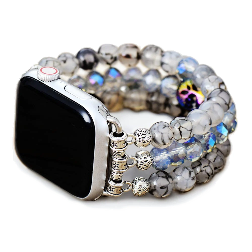 Bracelet Extensible en Labradorite Cristalline pour Apple Watch