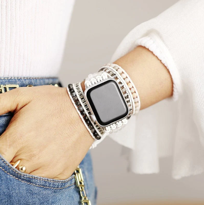 Bracelet for Apple Watch in White Labradorite for Protection
