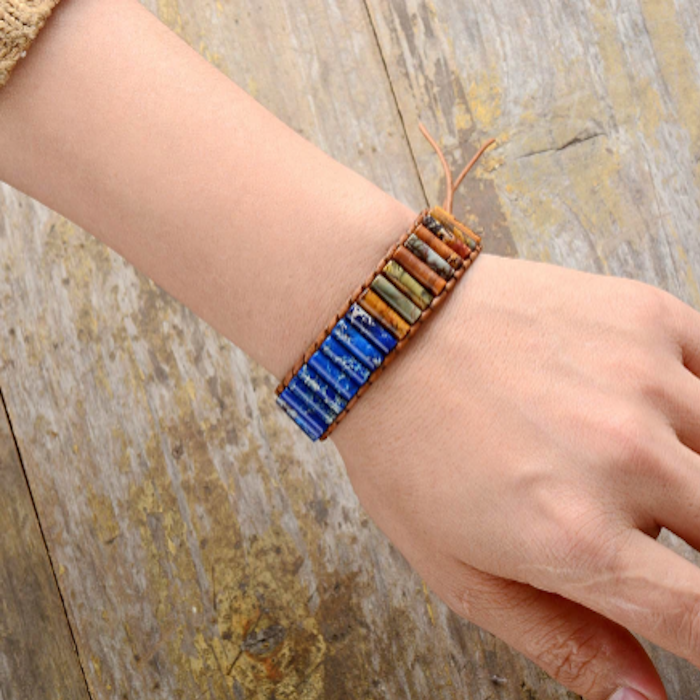 Mixed Bracelet in Warrior Jasper and Lapis Lazuli for Inner Strength and Mental Clarity