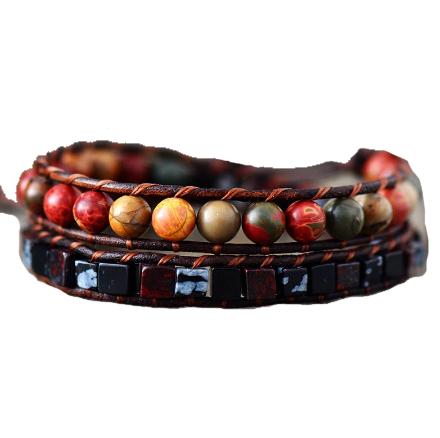 Red Jasper and Obsidian Bracelet For Balance, Protection and Inner Strength