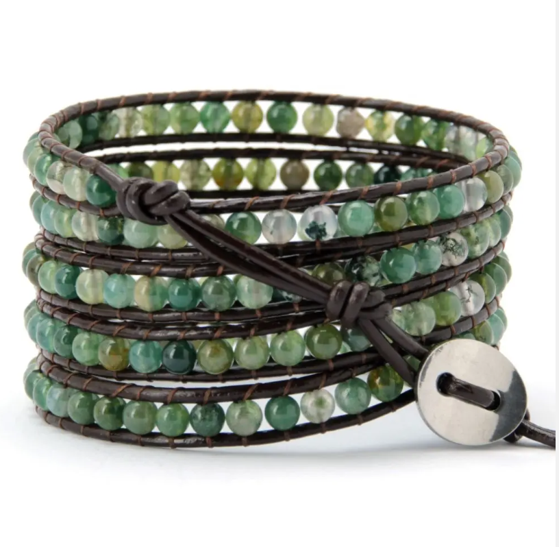 Bracelet Enveloppant Énergie Naturelle d&#39;Agate Verte