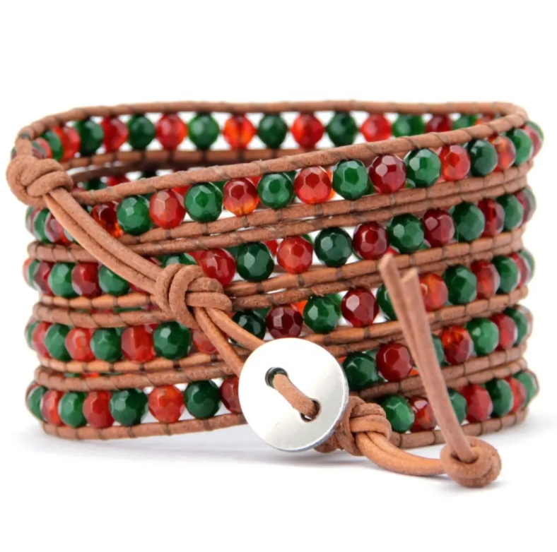 Green and Red Jade Bracelet