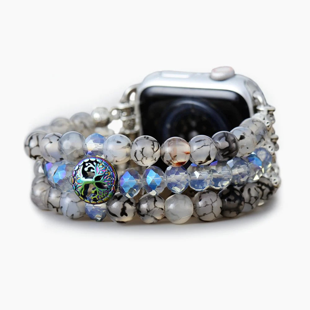 Bracelet Extensible en Labradorite Cristalline pour Apple Watch