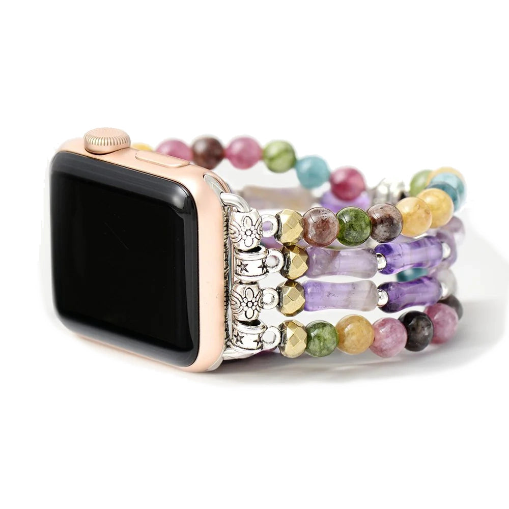 Bracelet Extensible en Améthyste Mosaïque pour Apple Watch en Promotion