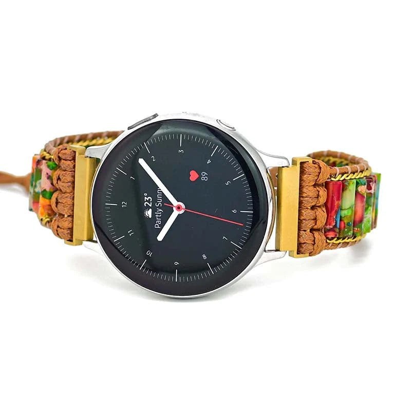 Bracelet de Montre Jaspe de la Forêt Tropicale pour Samsung Galaxy ou Garmin
