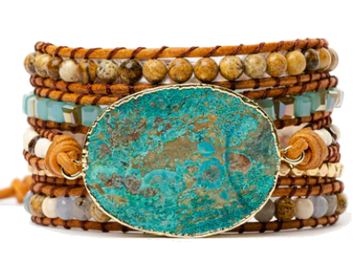 Bracelet de Guérison en  Jaspe bleu turquoise