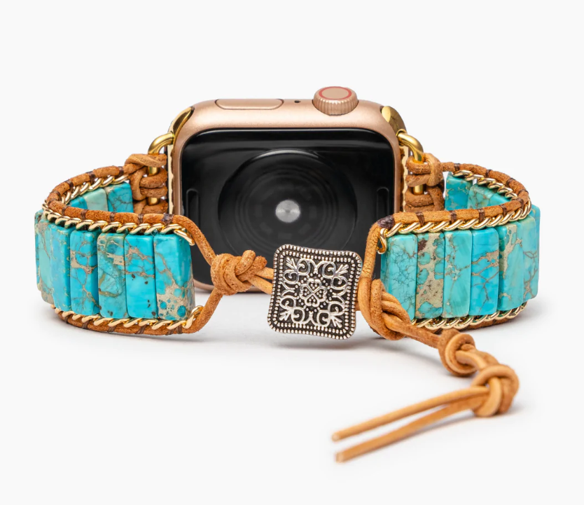 Bracelet de protection bohémien vintage en turquoise bleu 